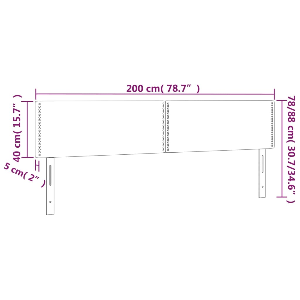 LED uzglavlje crno 200x5x78/88 cm od tkanine