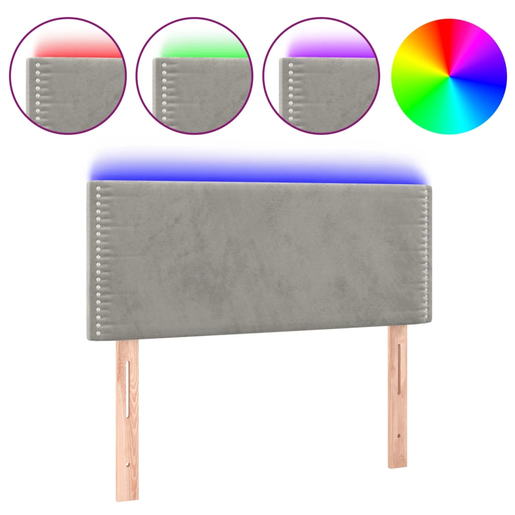 LED uzglavlje svjetlosivo 80 x 5 x 78/88 cm baršunasto