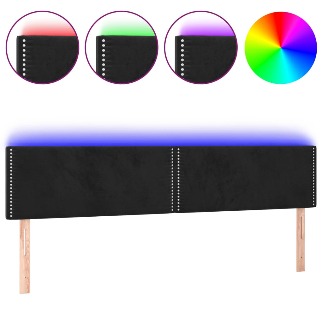 LED uzglavlje crno 160x5x78/88 cm baršunasto