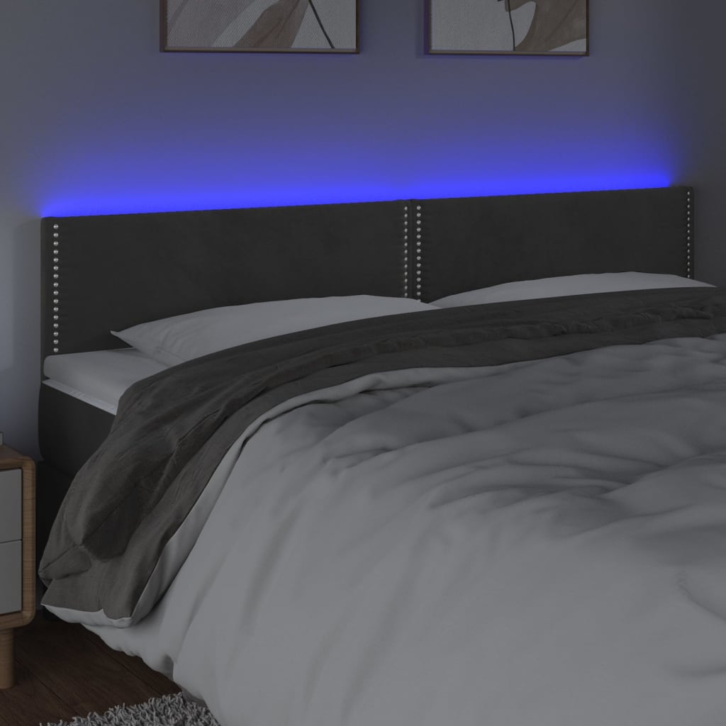 LED uzglavlje tamnosivo 180x5x78/88 cm baršunasto