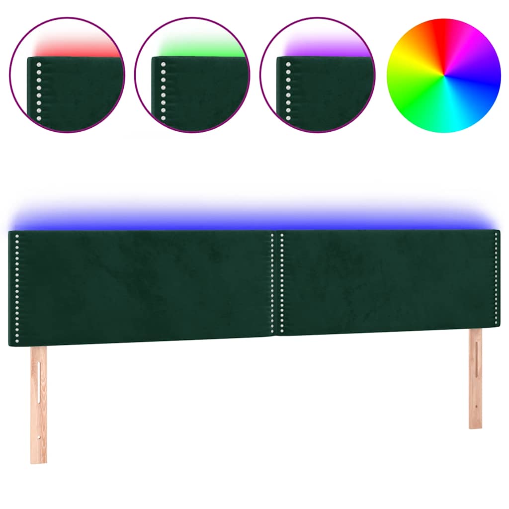 LED uzglavlje tamnozeleno 180x5x78/88 cm baršunasto