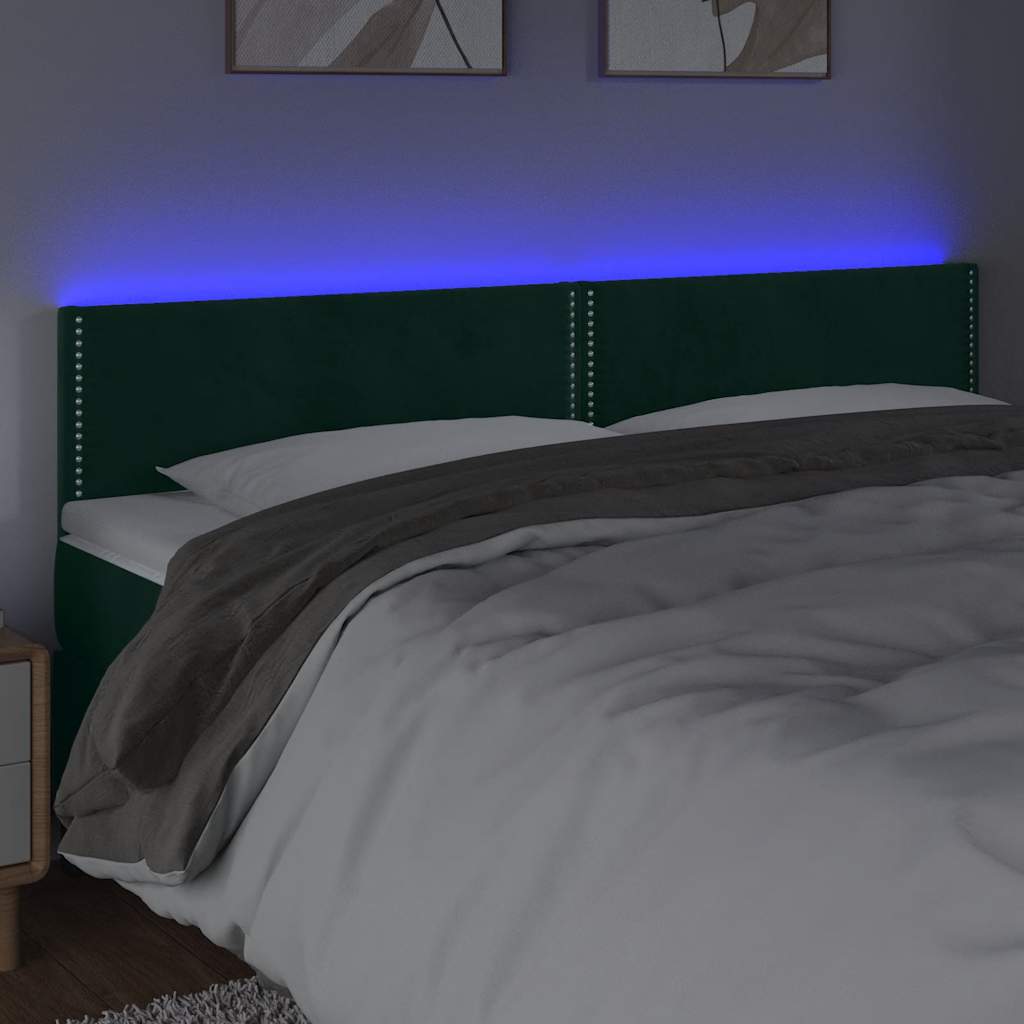 LED uzglavlje tamnozeleno 180x5x78/88 cm baršunasto