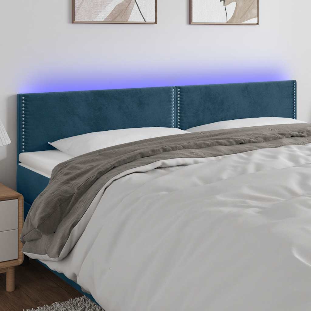 LED uzglavlje tamnoplavo 180x5x78/88 cm baršunasto
