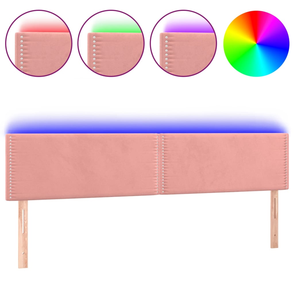 LED uzglavlje ružičasto 180x5x78/88 cm baršunasto
