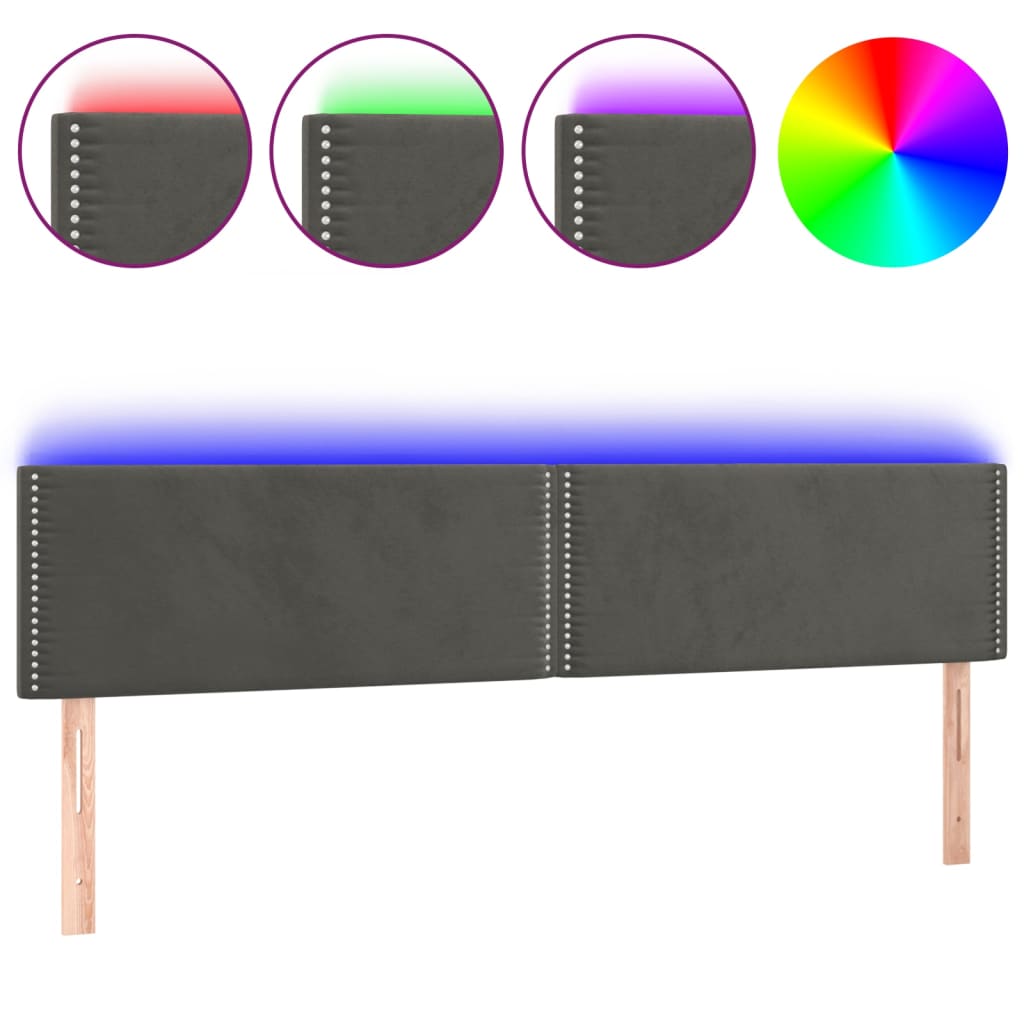 LED uzglavlje tamnosivo 200x5x78/88 cm baršunasto