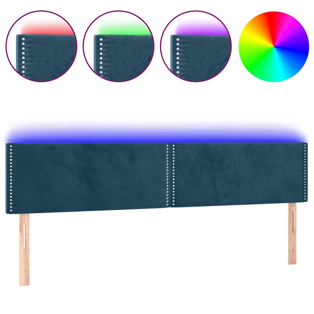 LED uzglavlje tamnoplavo 200x5x78/88 cm baršunasto