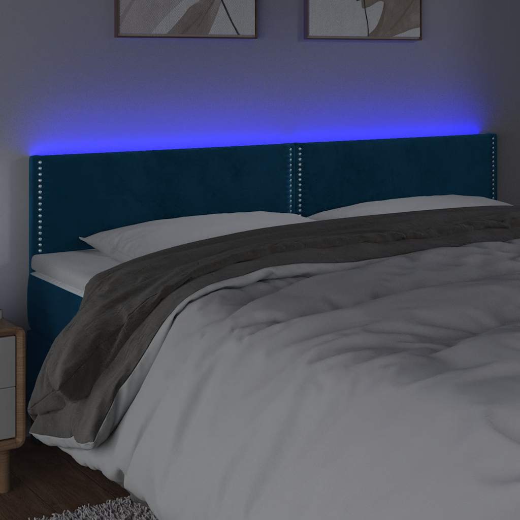LED uzglavlje tamnoplavo 200x5x78/88 cm baršunasto