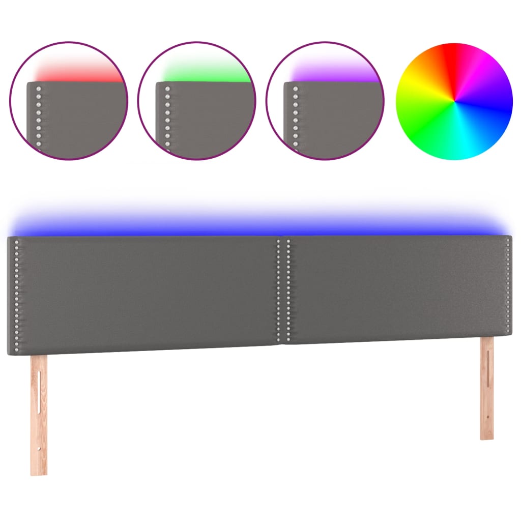 LED uzglavlje sivo 180 x 5 x 78/88 cm od umjetne kože