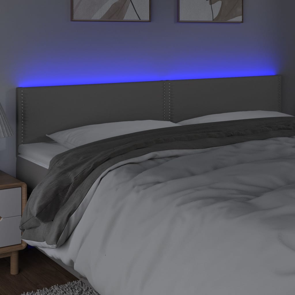 LED uzglavlje sivo 180 x 5 x 78/88 cm od umjetne kože