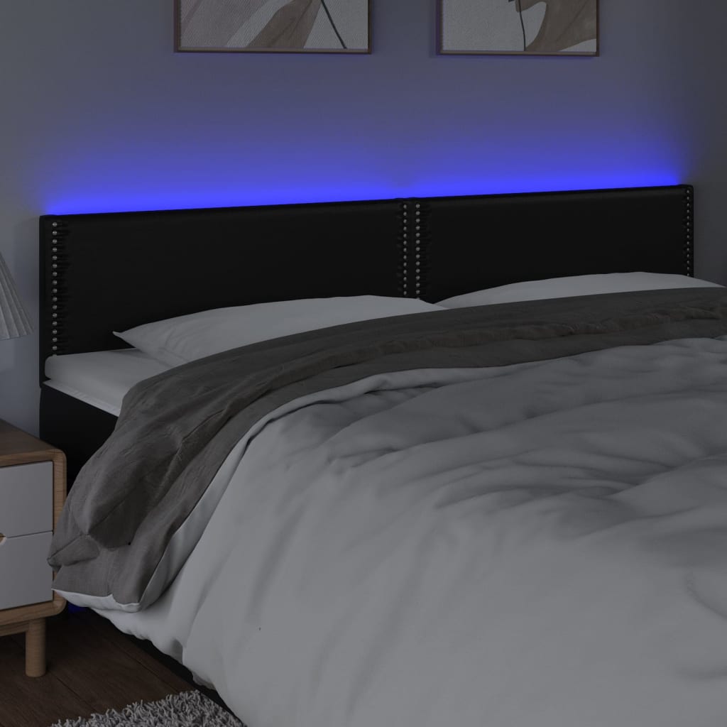 LED uzglavlje crno 200 x 5 x 78/88 cm od umjetne kože