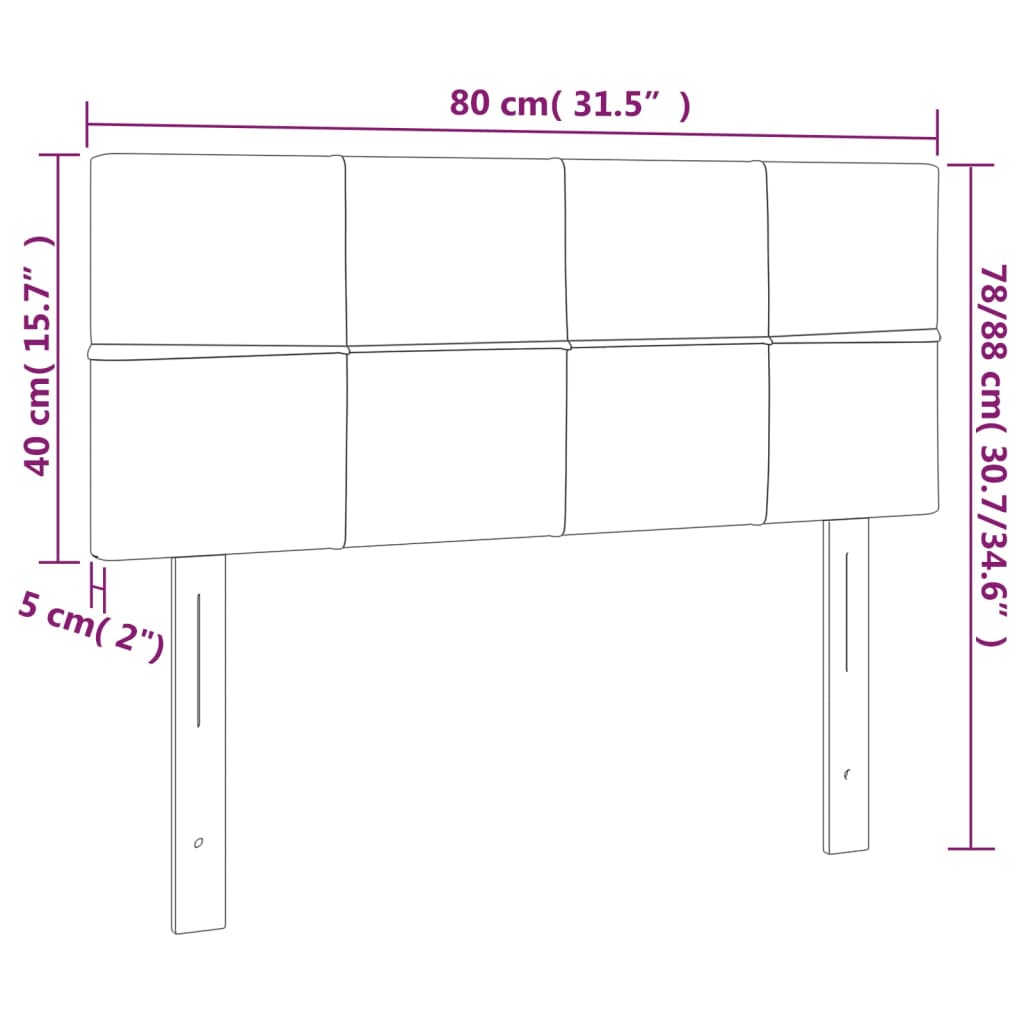 LED uzglavlje crno 80 x 5 x 78/88 cm od tkanine
