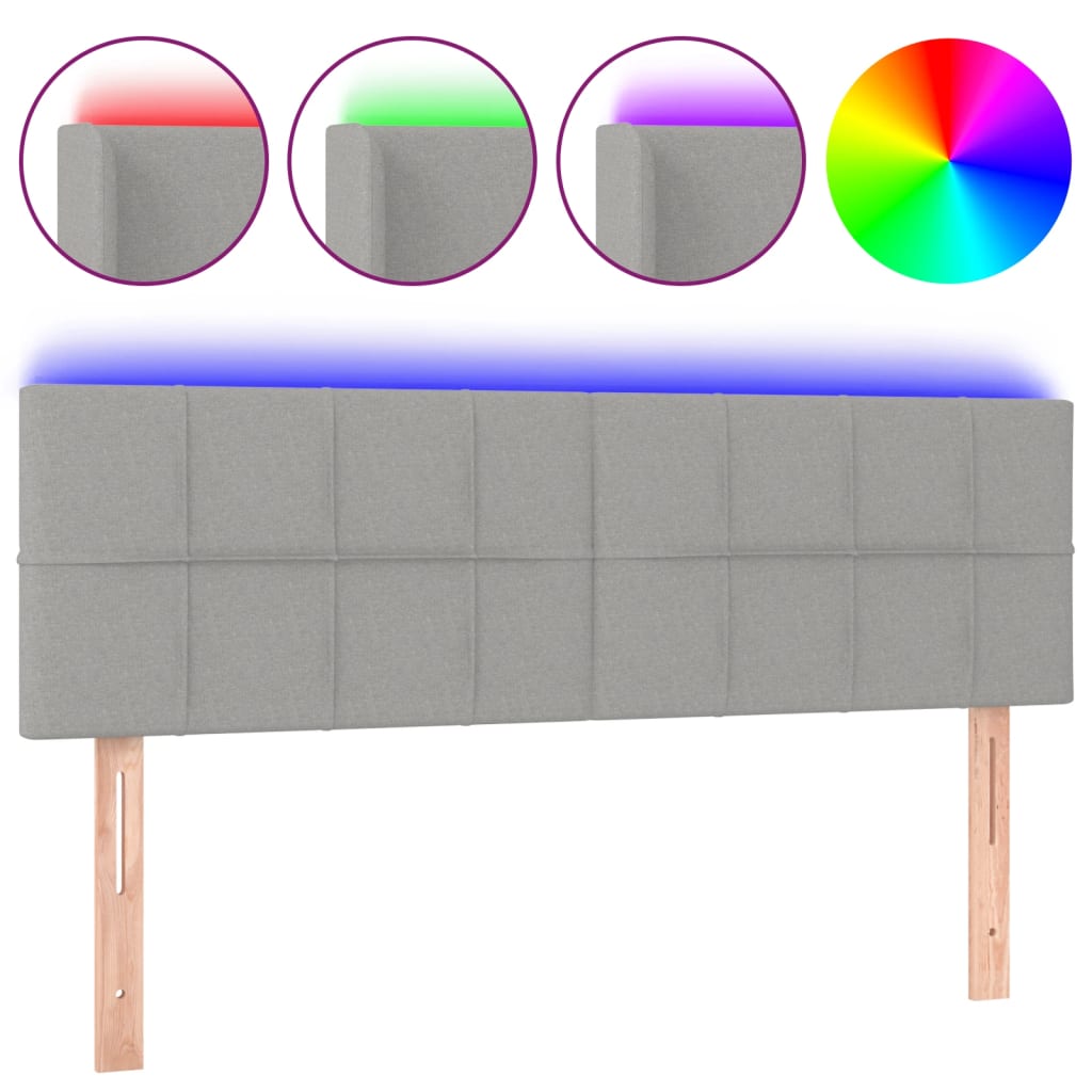 LED uzglavlje svjetlosivo 144 x 5 x 78/88 cm od tkanine