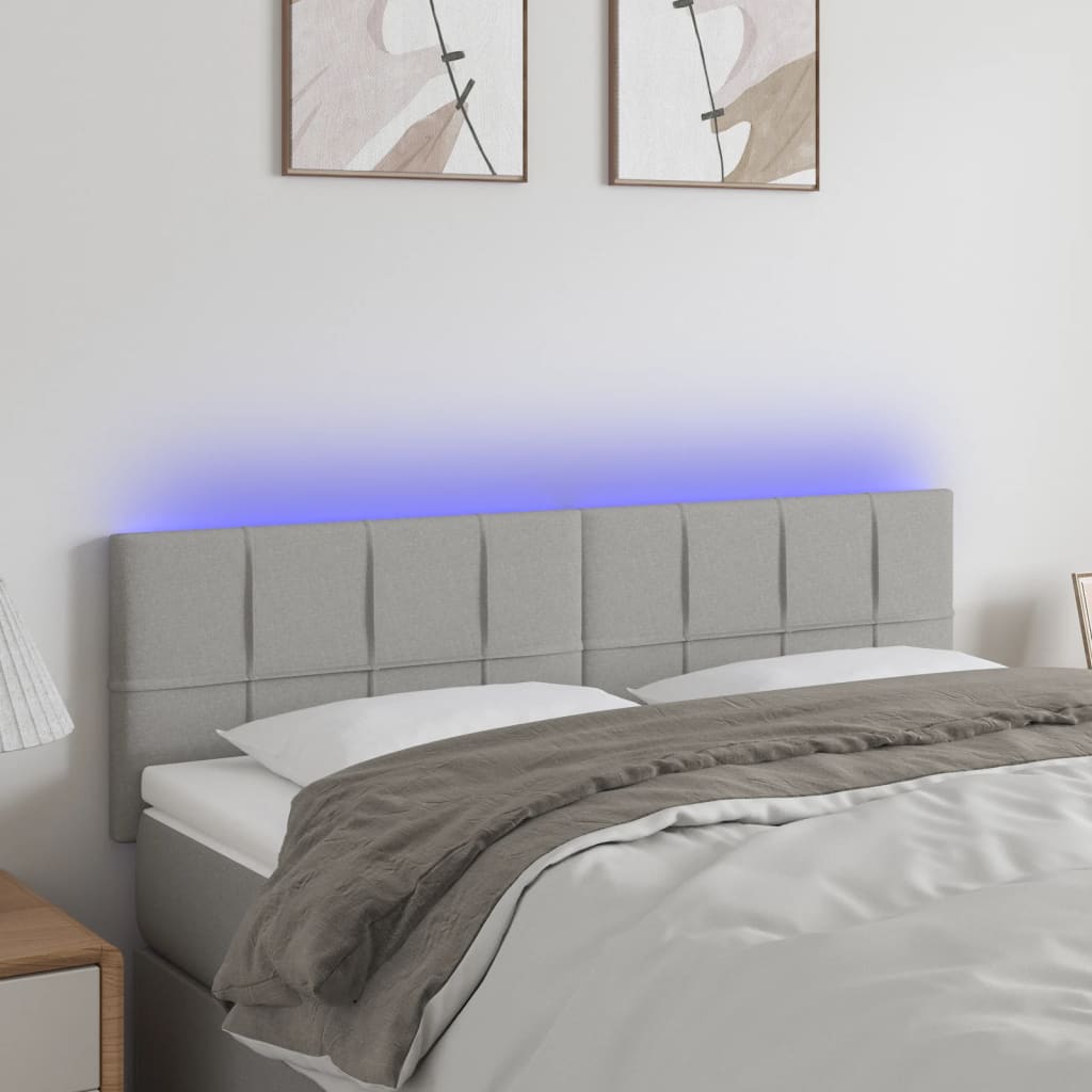 LED uzglavlje svjetlosivo 144 x 5 x 78/88 cm od tkanine