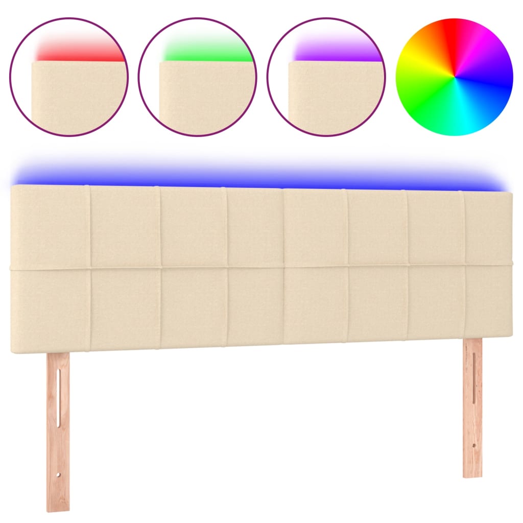 LED uzglavlje krem 144x5x78/88 cm od tkanine