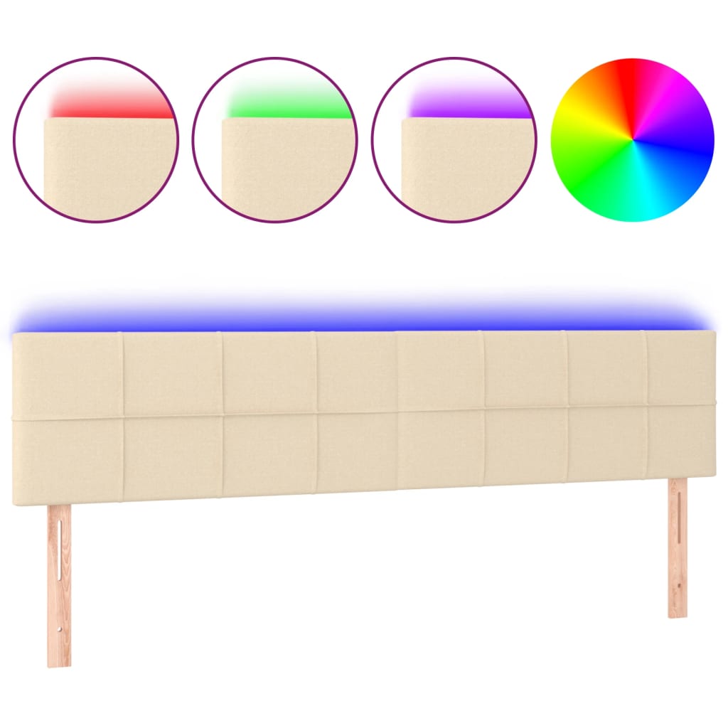 LED uzglavlje krem 160x5x78/88 cm od tkanine