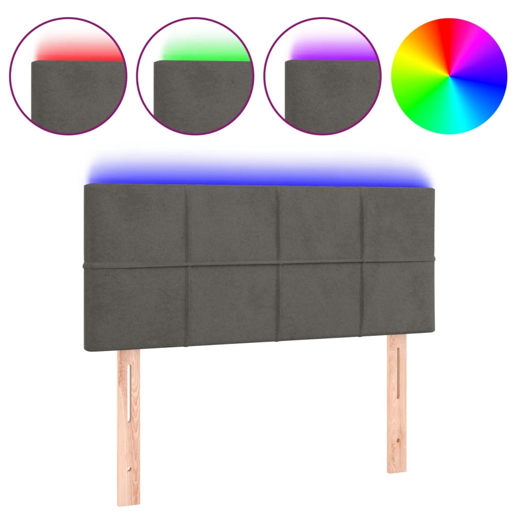 LED uzglavlje tamnosivo 90x5x78/88 cm baršunasto