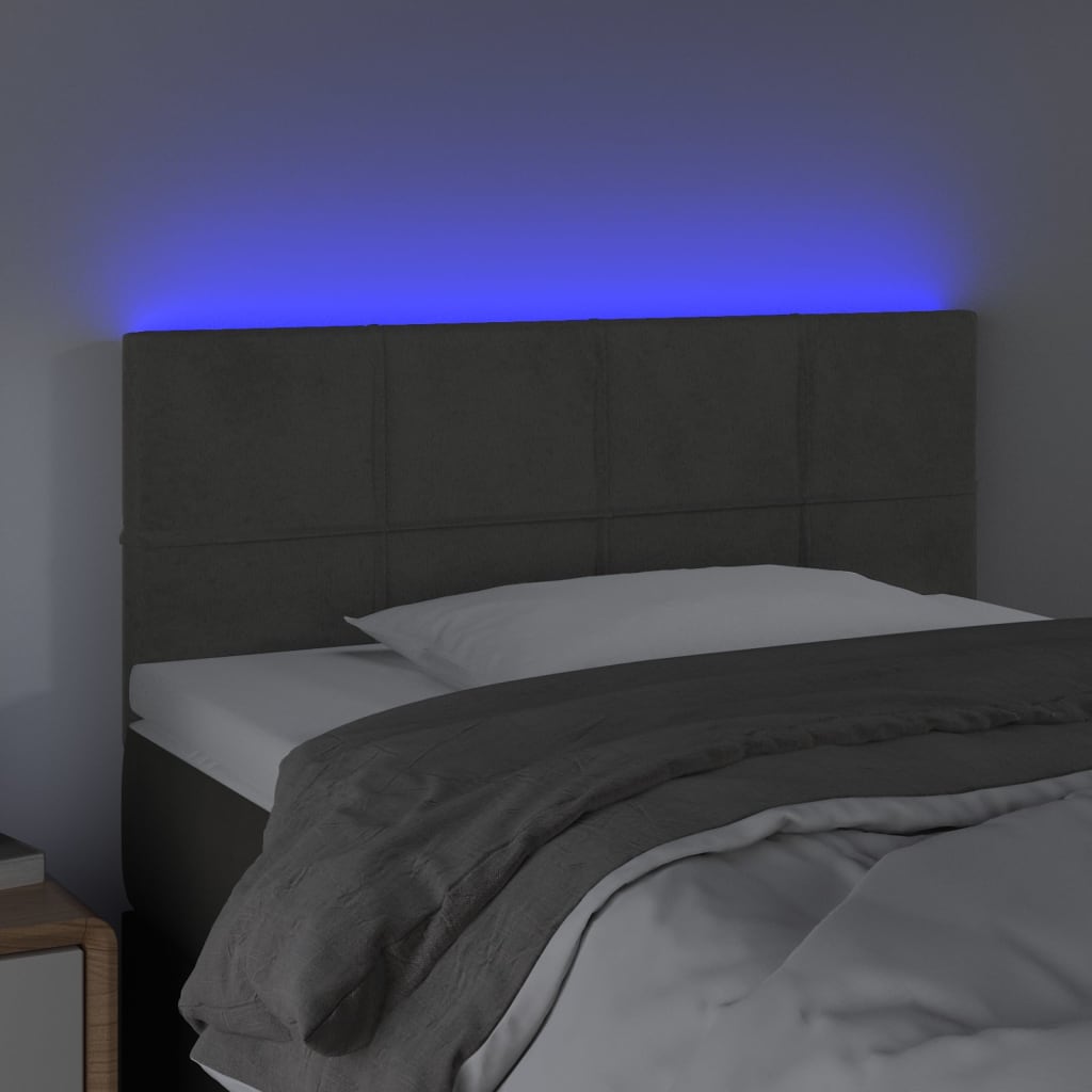 LED uzglavlje tamnosivo 100x5x78/88 cm baršunasto