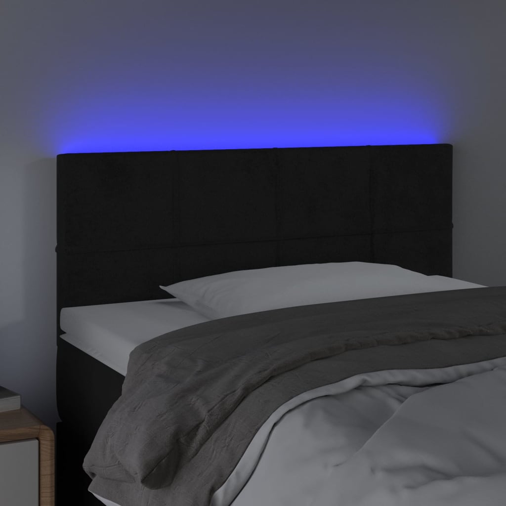 LED uzglavlje crno 100x5x78/88 cm baršunasto