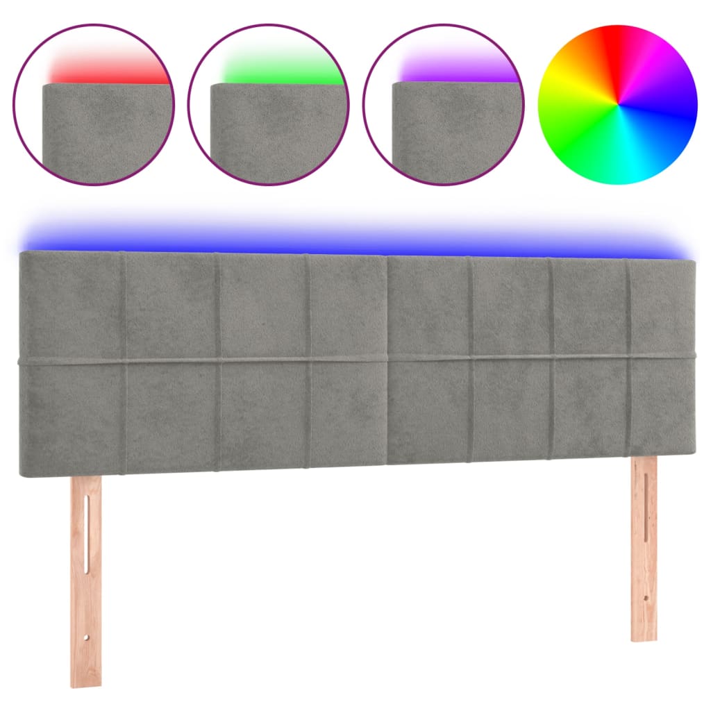 LED uzglavlje svjetlosivo 144x5x78/88 cm baršunasto