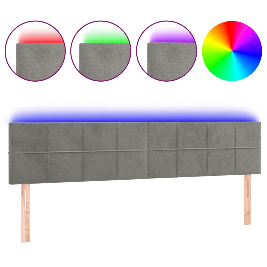LED uzglavlje svjetlosivo 180x5x78/88 cm baršunasto