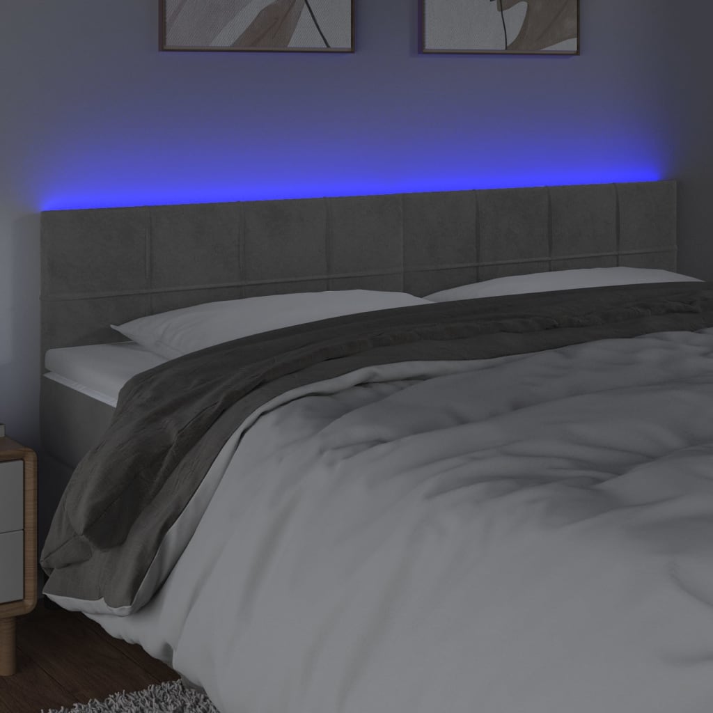 LED uzglavlje svjetlosivo 180x5x78/88 cm baršunasto