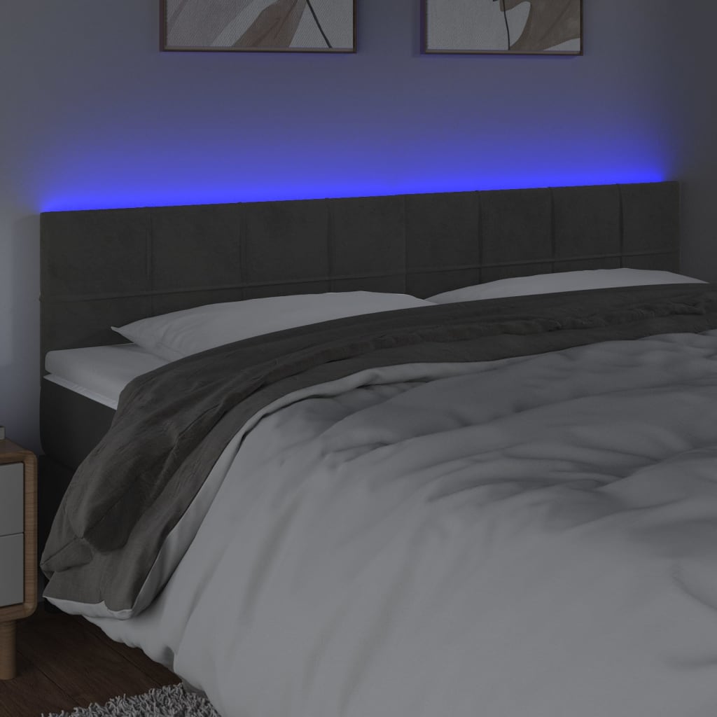 LED uzglavlje tamnosivo 200x5x78/88 cm baršunasto