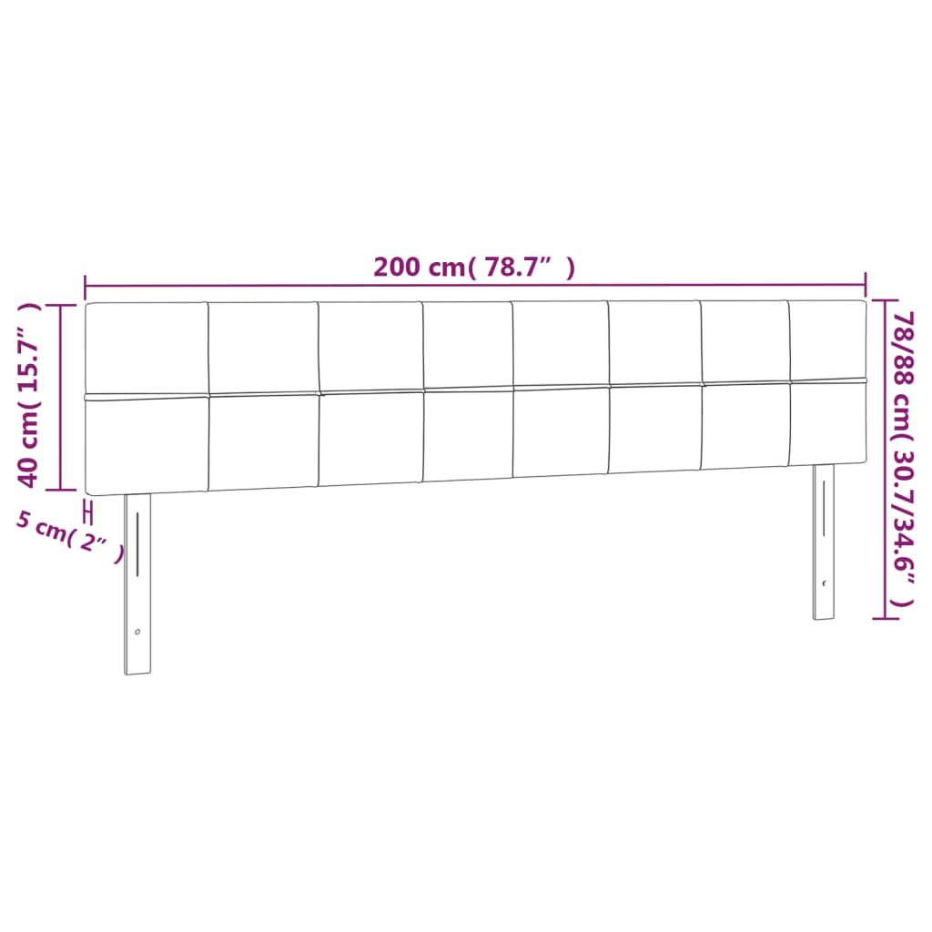LED uzglavlje tamnosivo 200x5x78/88 cm baršunasto
