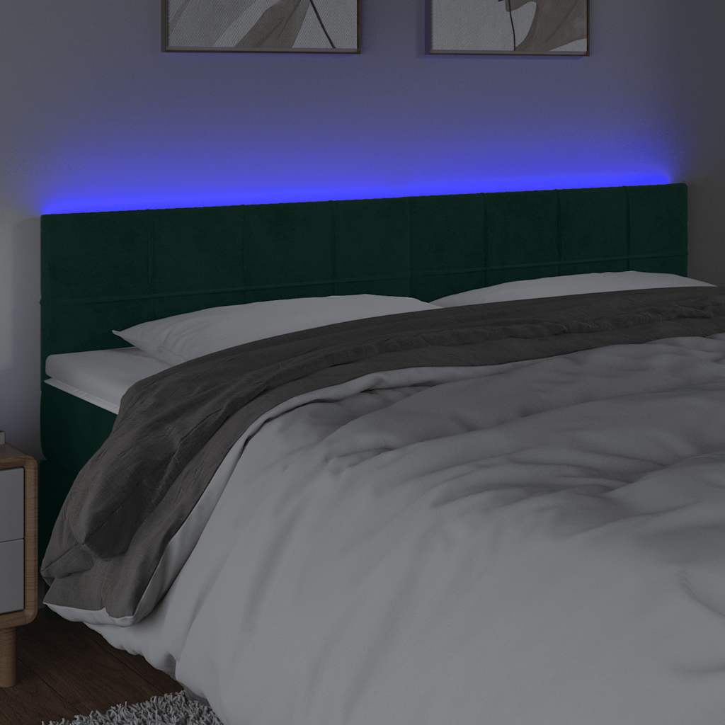 LED uzglavlje tamnozeleno 200x5x78/88 cm baršunasto