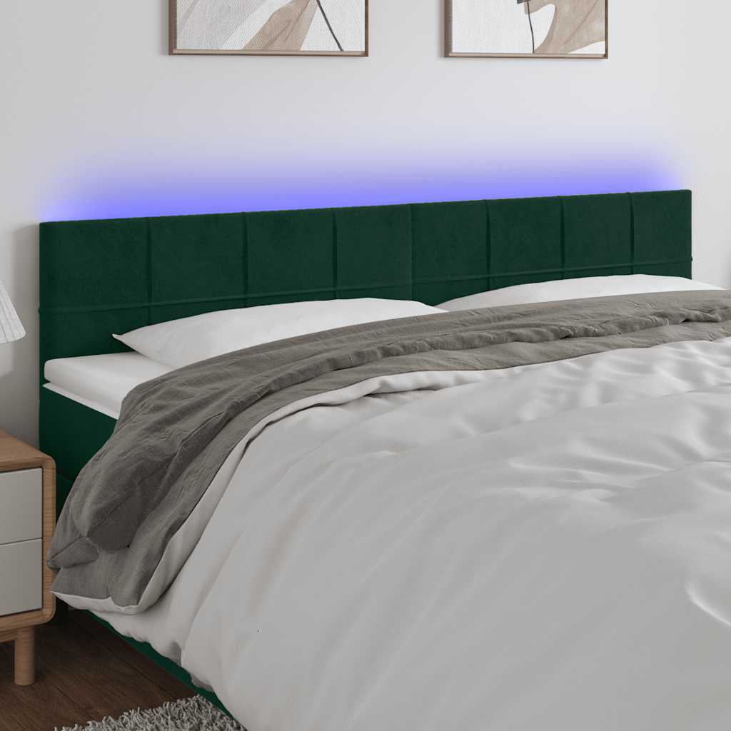 LED uzglavlje tamnozeleno 200x5x78/88 cm baršunasto