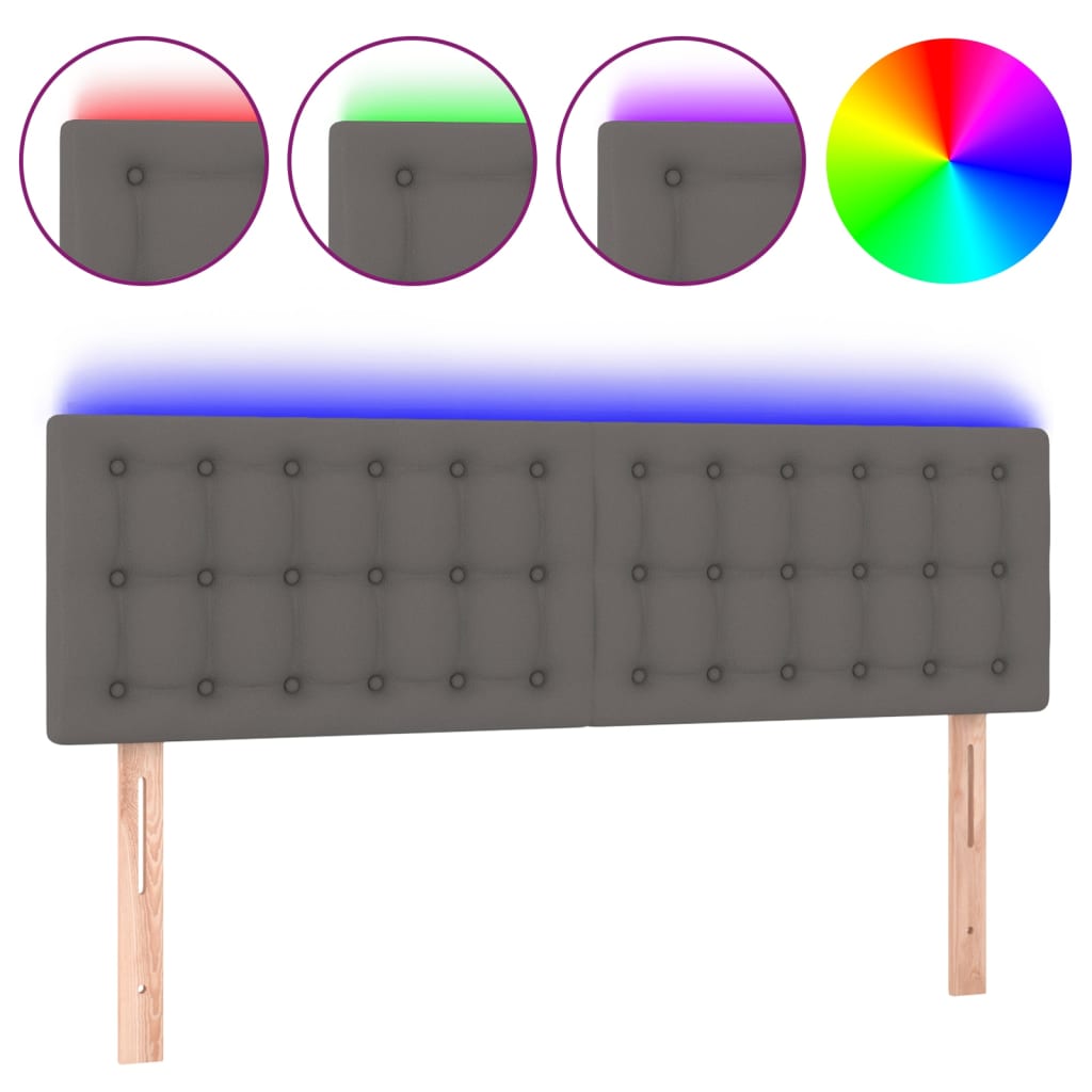 LED uzglavlje sivo 144 x 5 x 78/88 cm od umjetne kože