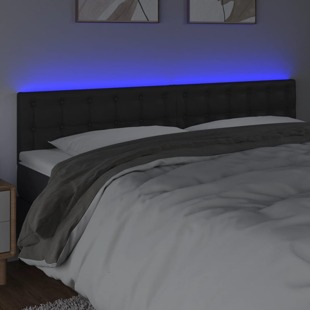 LED uzglavlje crno 160 x 5 x 78/88 cm od umjetne kože