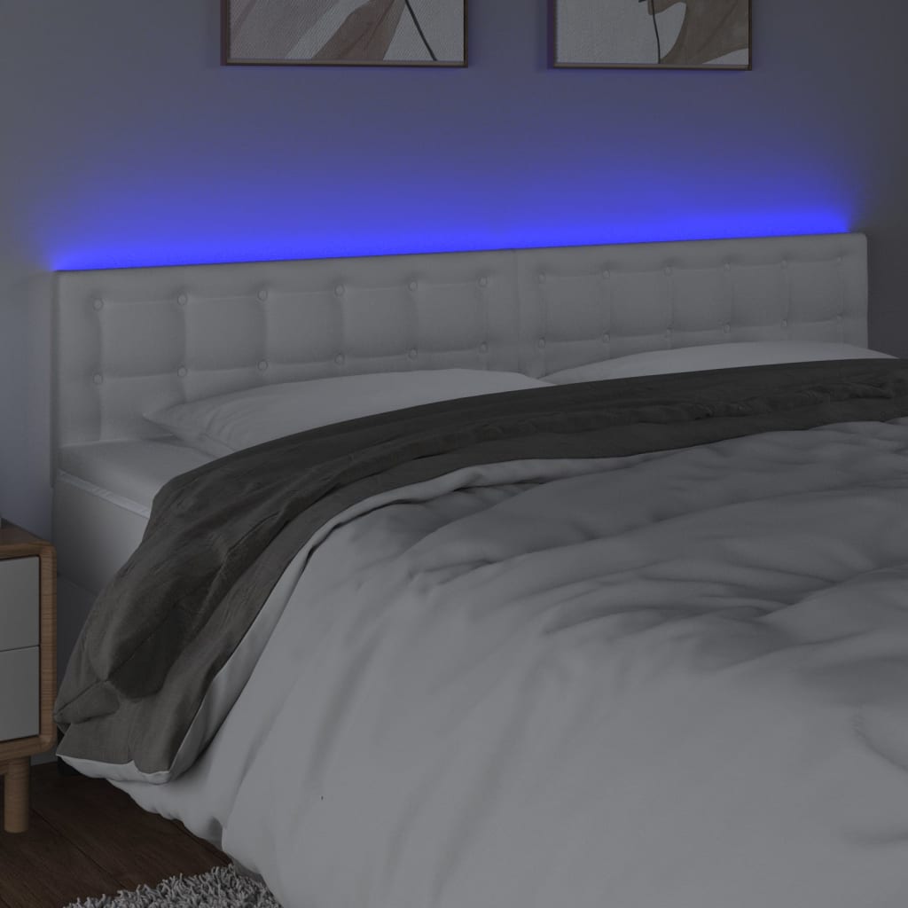 LED uzglavlje bijelo 160 x 5 x 78/88 cm od umjetne kože