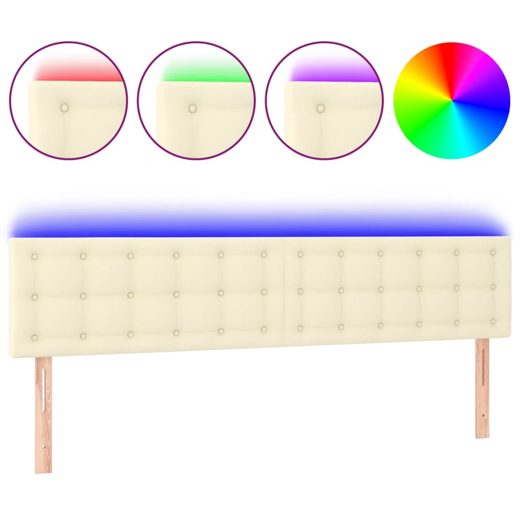 LED uzglavlje krem 200 x 5 x 78/88 cm od umjetne kože