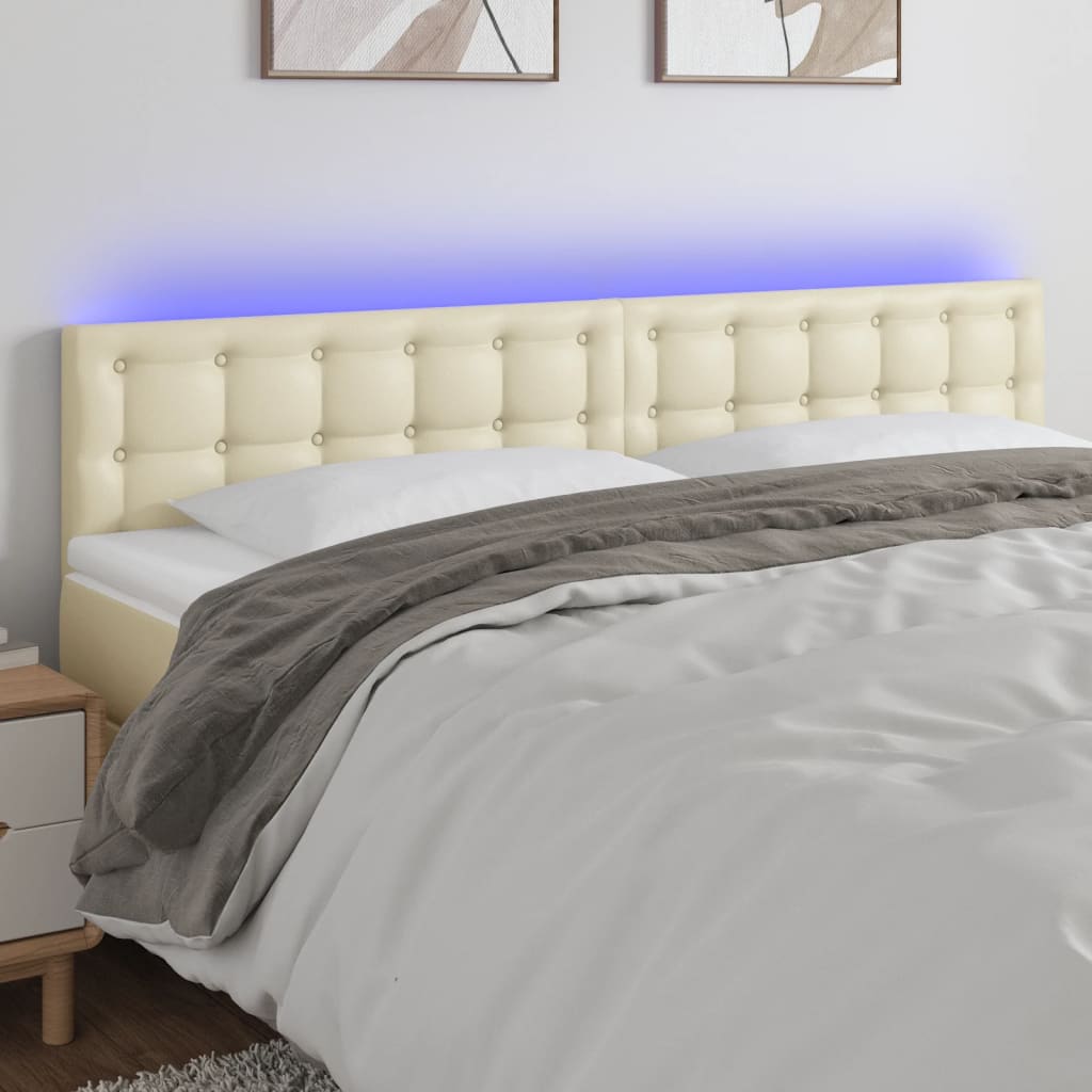 LED uzglavlje krem 200 x 5 x 78/88 cm od umjetne kože