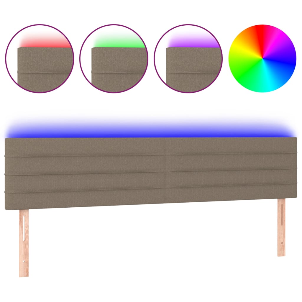 LED uzglavlje smeđesivo 180x5x78/88 cm od tkanine