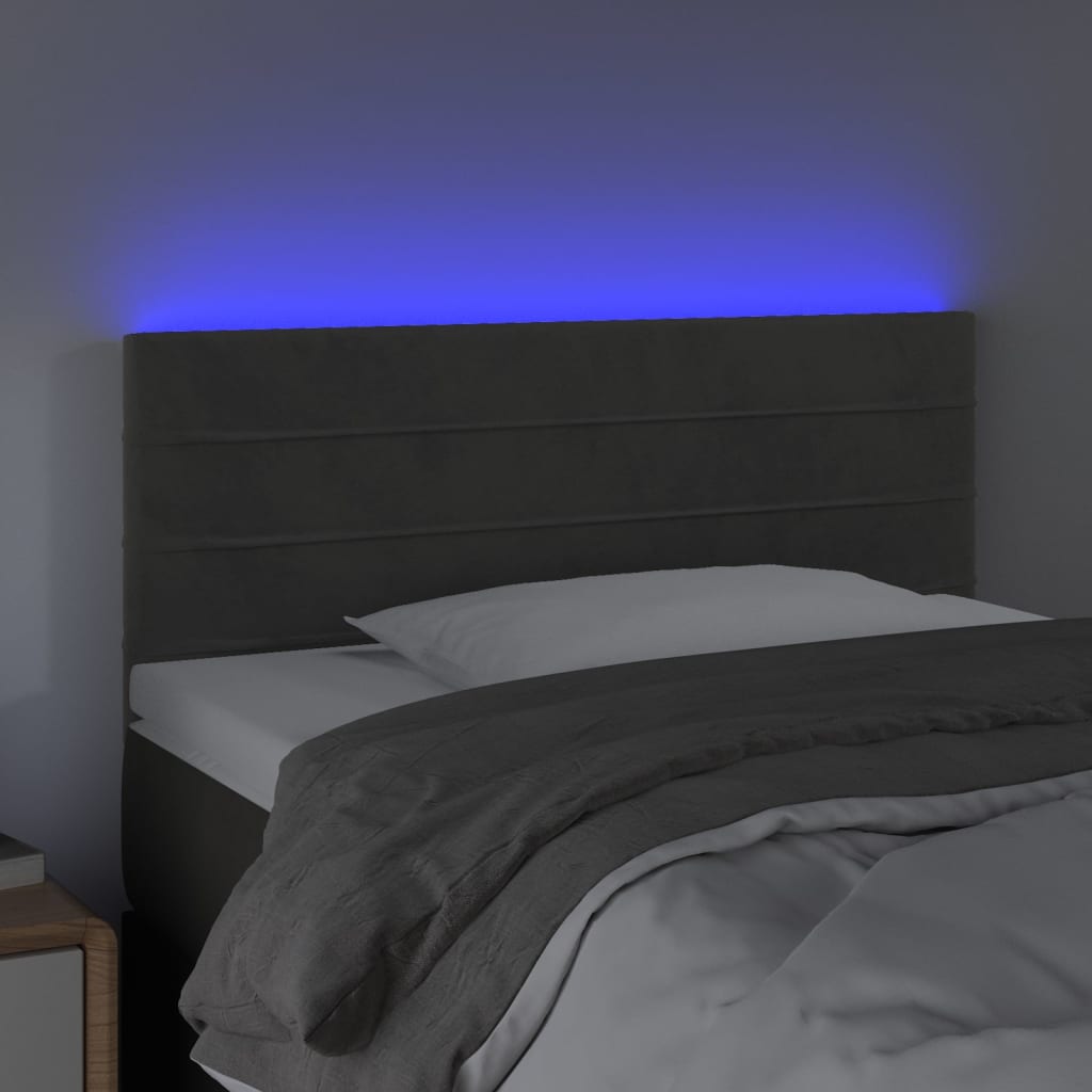 LED uzglavlje tamnosivo 80 x 5 x 78/88 cm baršunasto