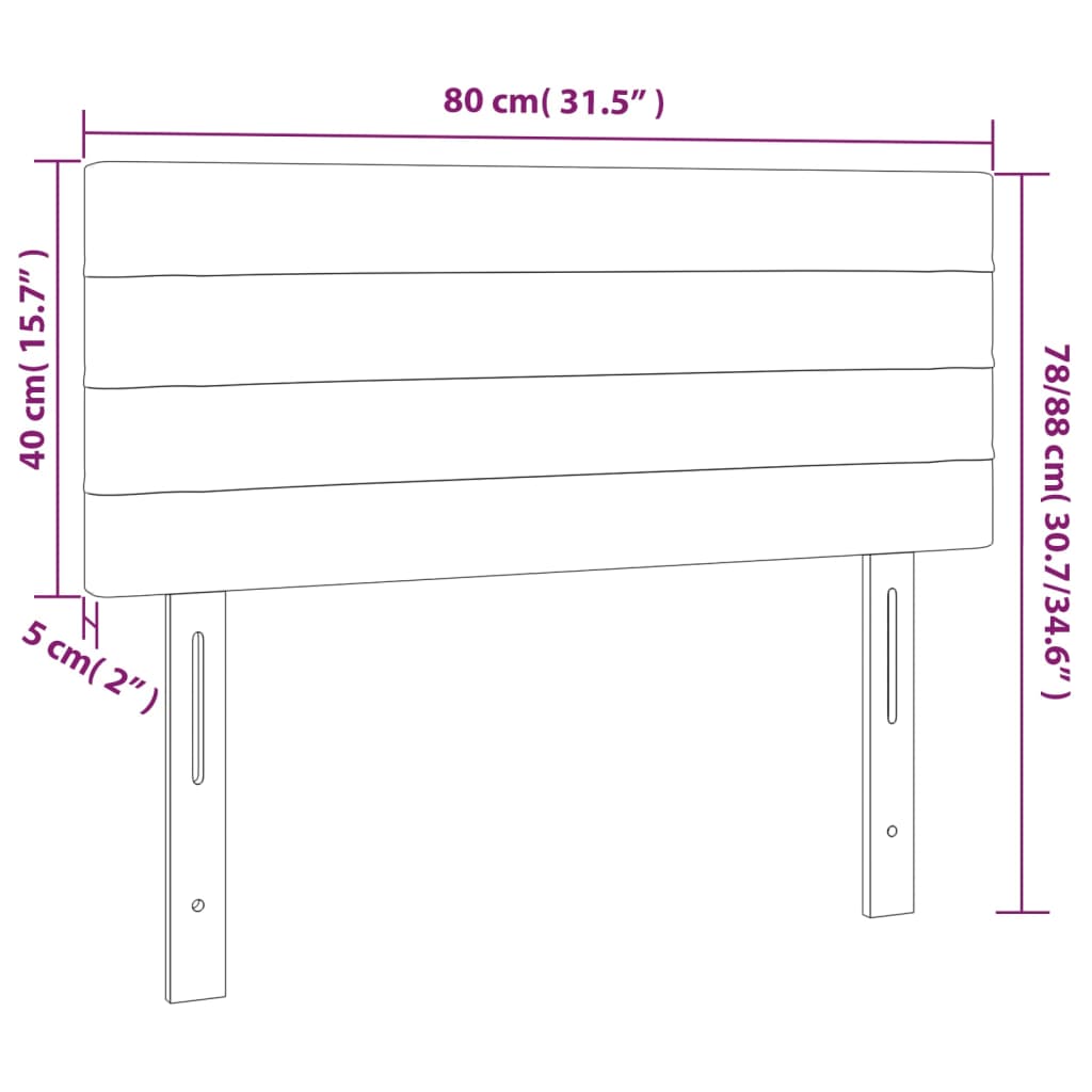 LED uzglavlje tamnosivo 80 x 5 x 78/88 cm baršunasto