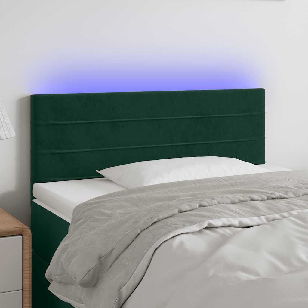 LED uzglavlje tamnozeleno 80 x 5 x 78/88 cm baršunasto