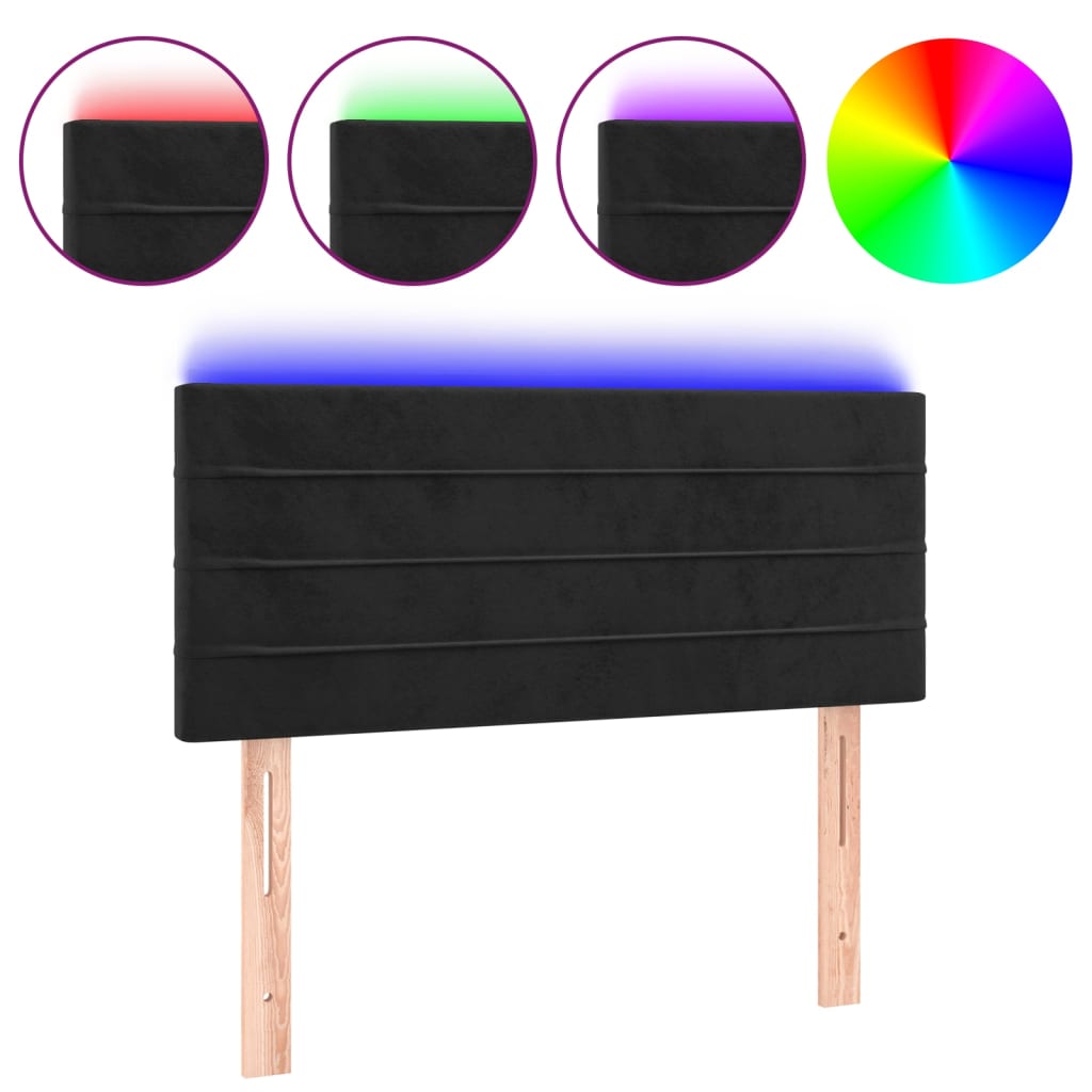 LED uzglavlje crno 90x5x78/88 cm baršunasto