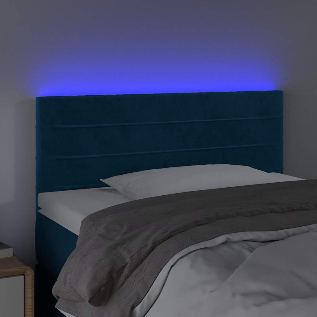LED uzglavlje tamnoplavo 90x5x78/88 cm baršunasto