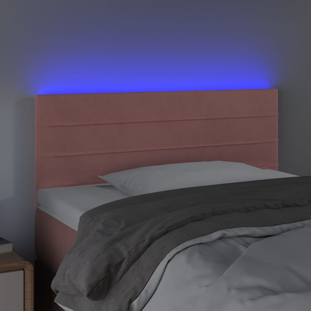 LED uzglavlje ružičasto 90x5x78/88 cm baršunasto