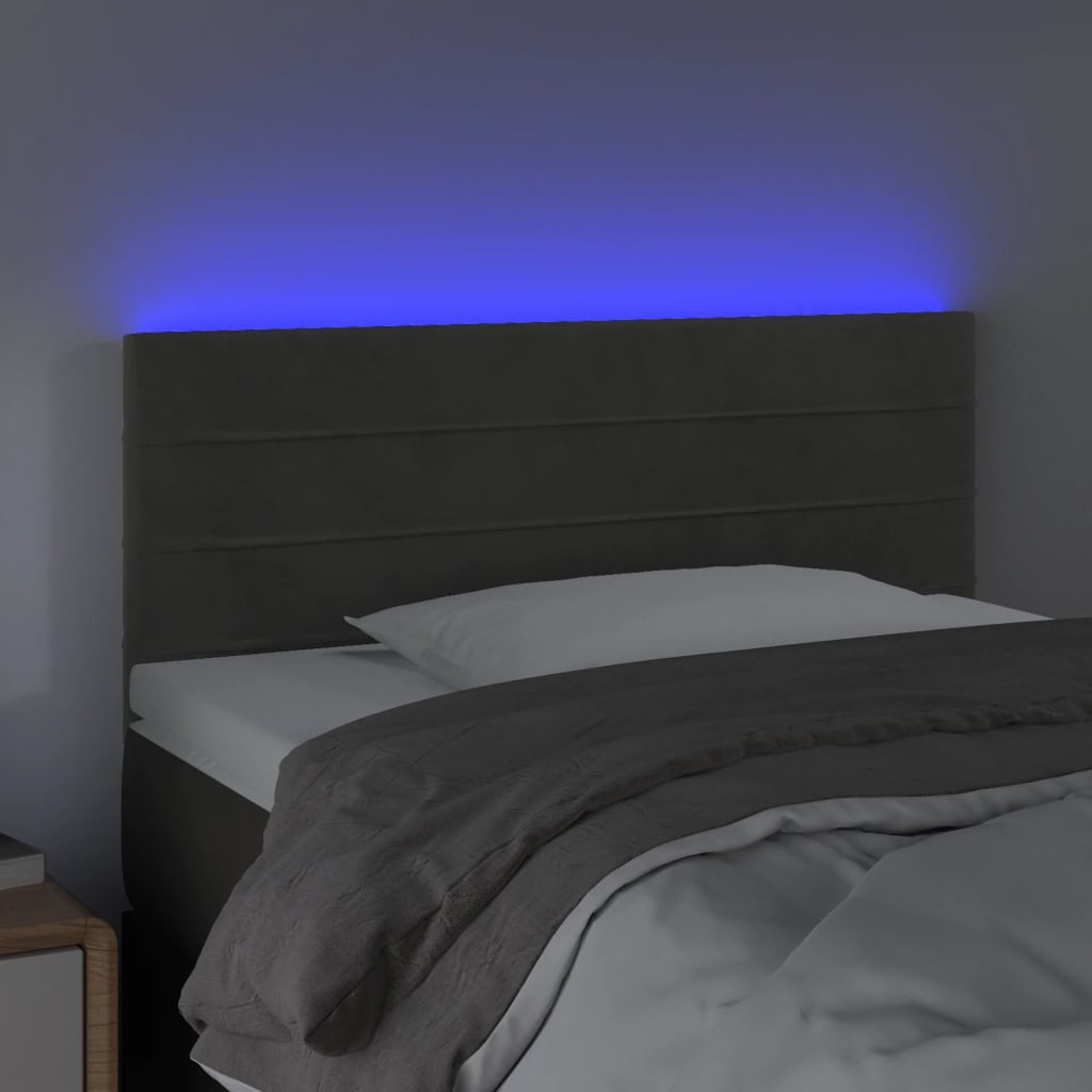 LED uzglavlje tamnosivo 100x5x78/88 cm baršunasto