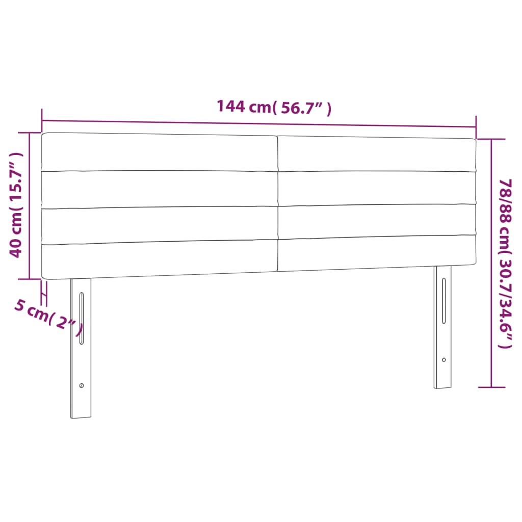 LED uzglavlje crno 144x5x78/88 cm baršunasto