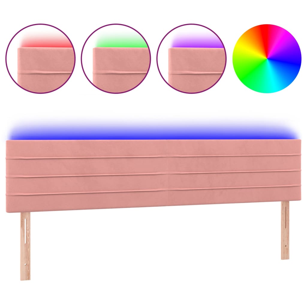 LED uzglavlje ružičasto 160x5x78/88 cm baršunasto