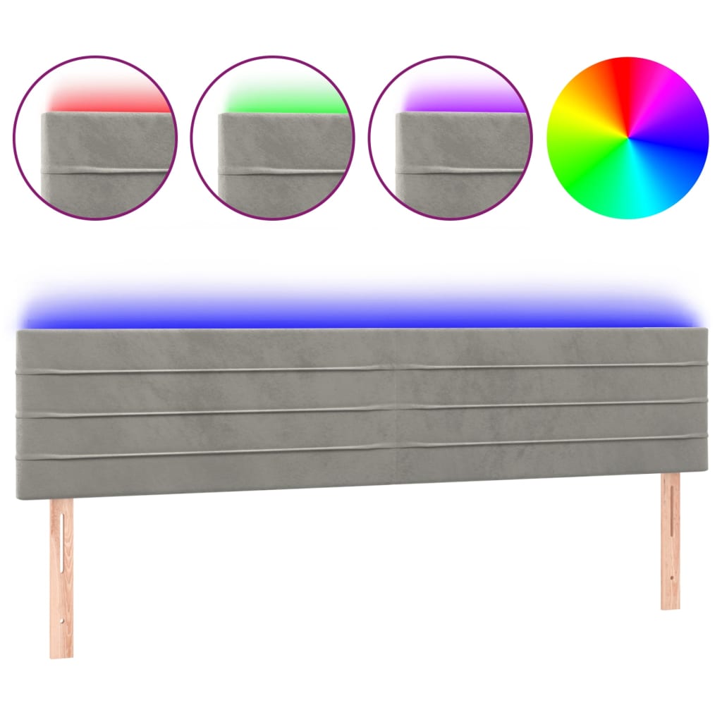 LED uzglavlje svjetlosivo 180x5x78/88 cm baršunasto