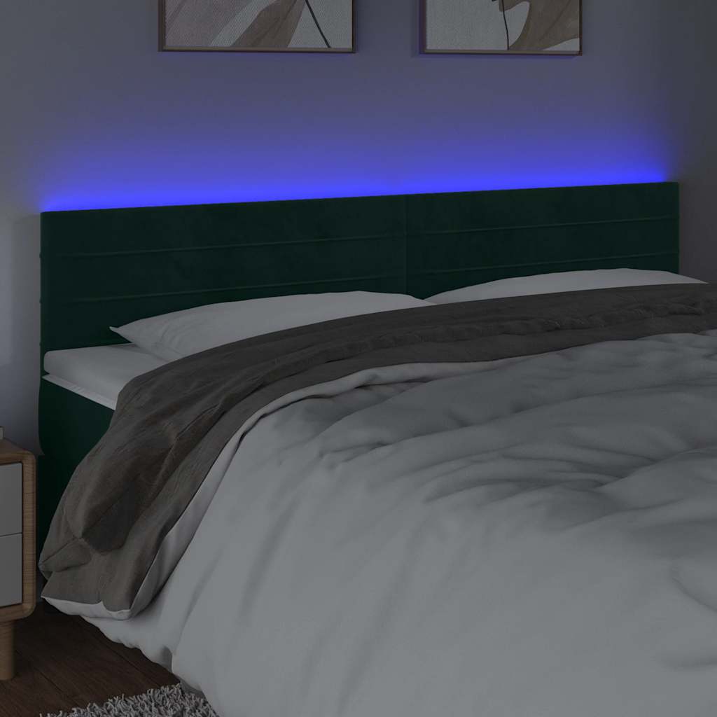 LED uzglavlje tamnozeleno 180x5x78/88 cm baršunasto