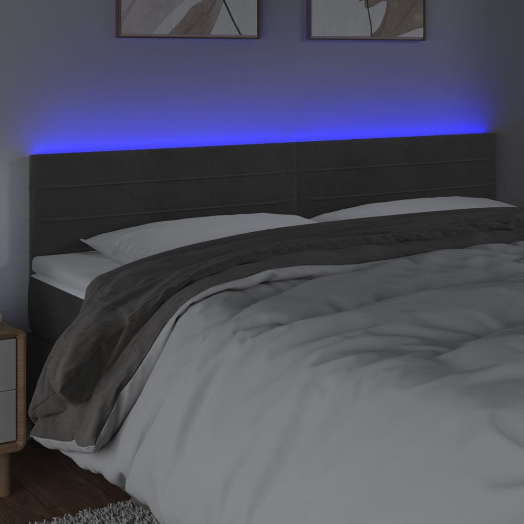 LED uzglavlje tamnosivo 200x5x78/88 cm baršunasto