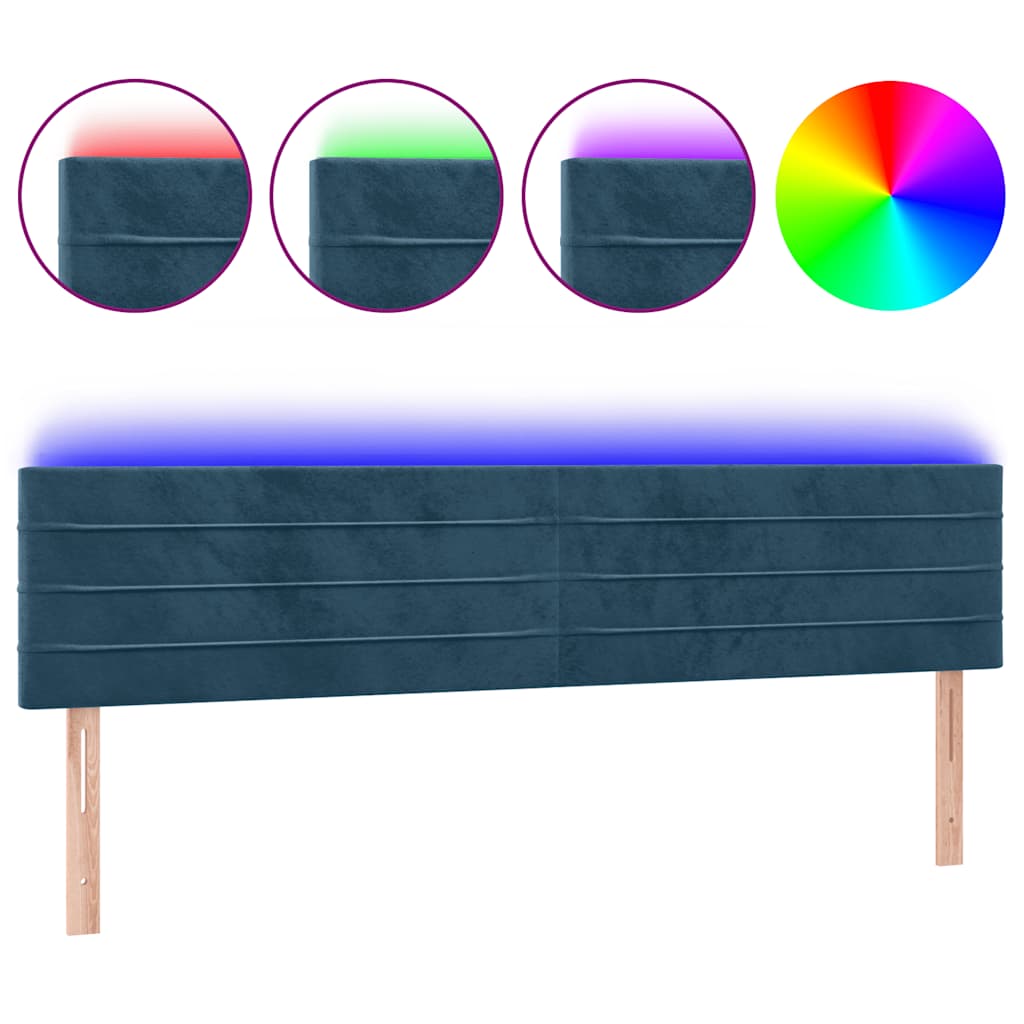 LED uzglavlje tamnoplavo 200x5x78/88 cm baršunasto