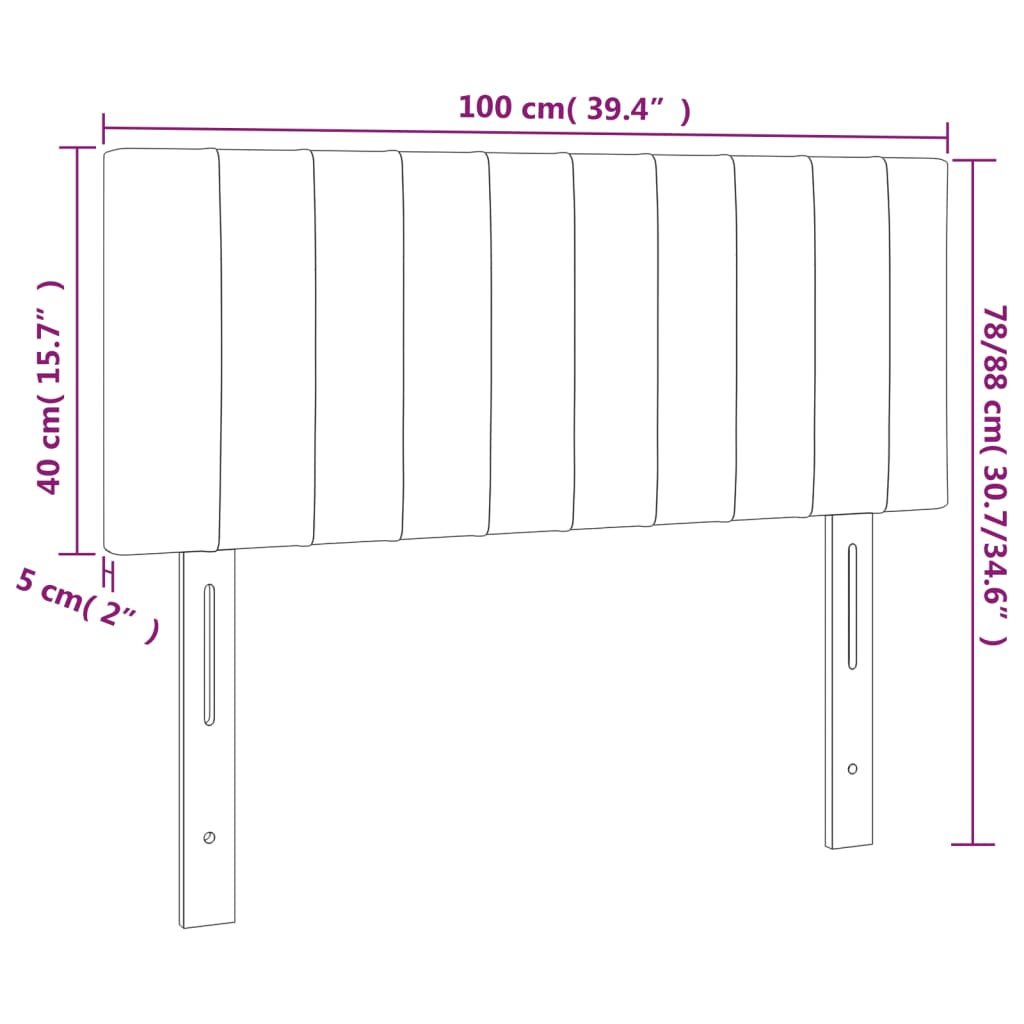 LED uzglavlje svjetlosivo 100x5x78/88 cm od tkanine