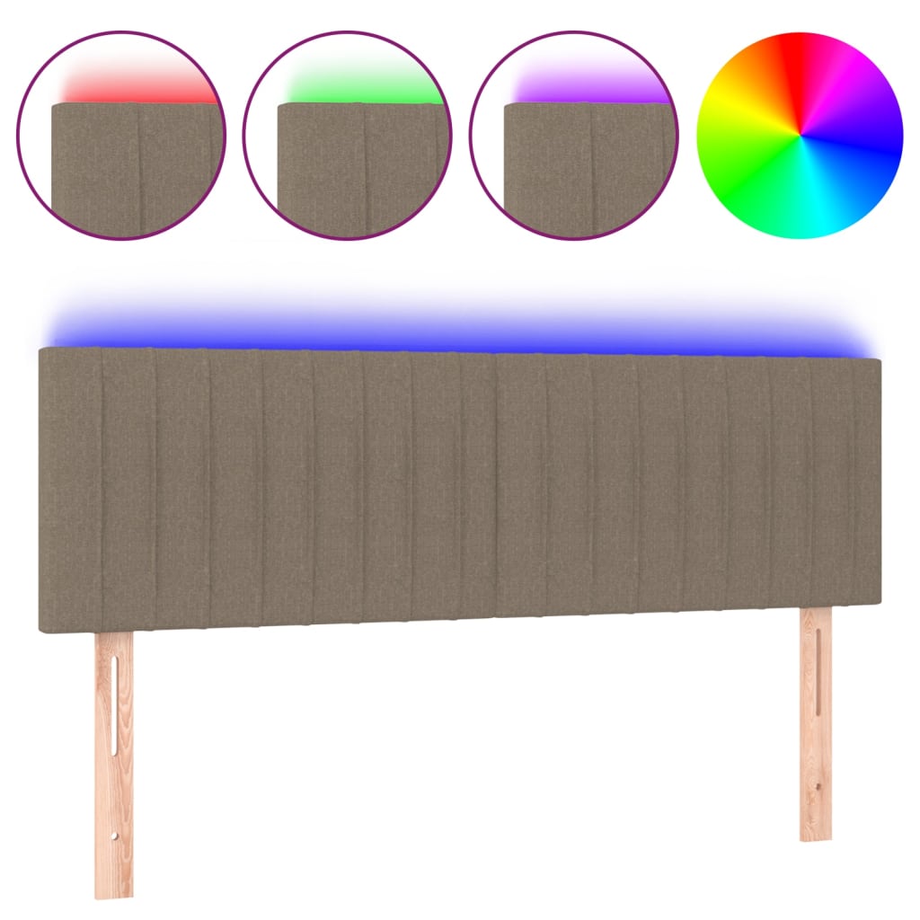 LED uzglavlje smeđesivo 144x5x78/88 cm od tkanine
